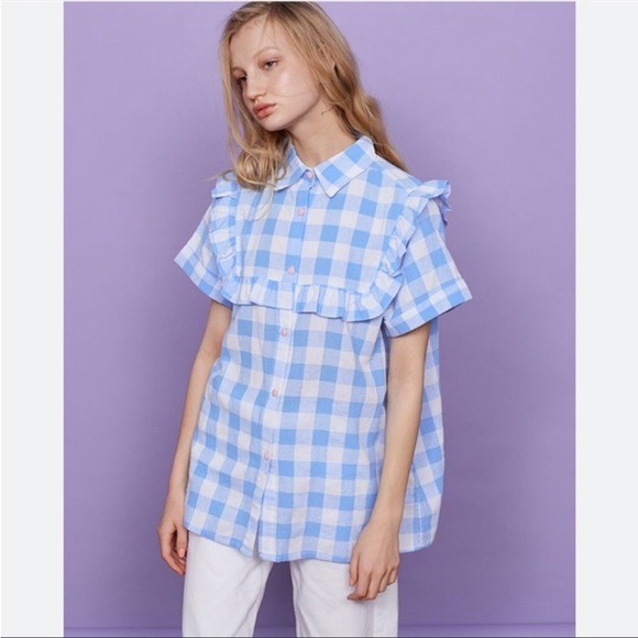 Lazy Oaf Ruffle Gingham Check Shirt - Picture 7 of 7